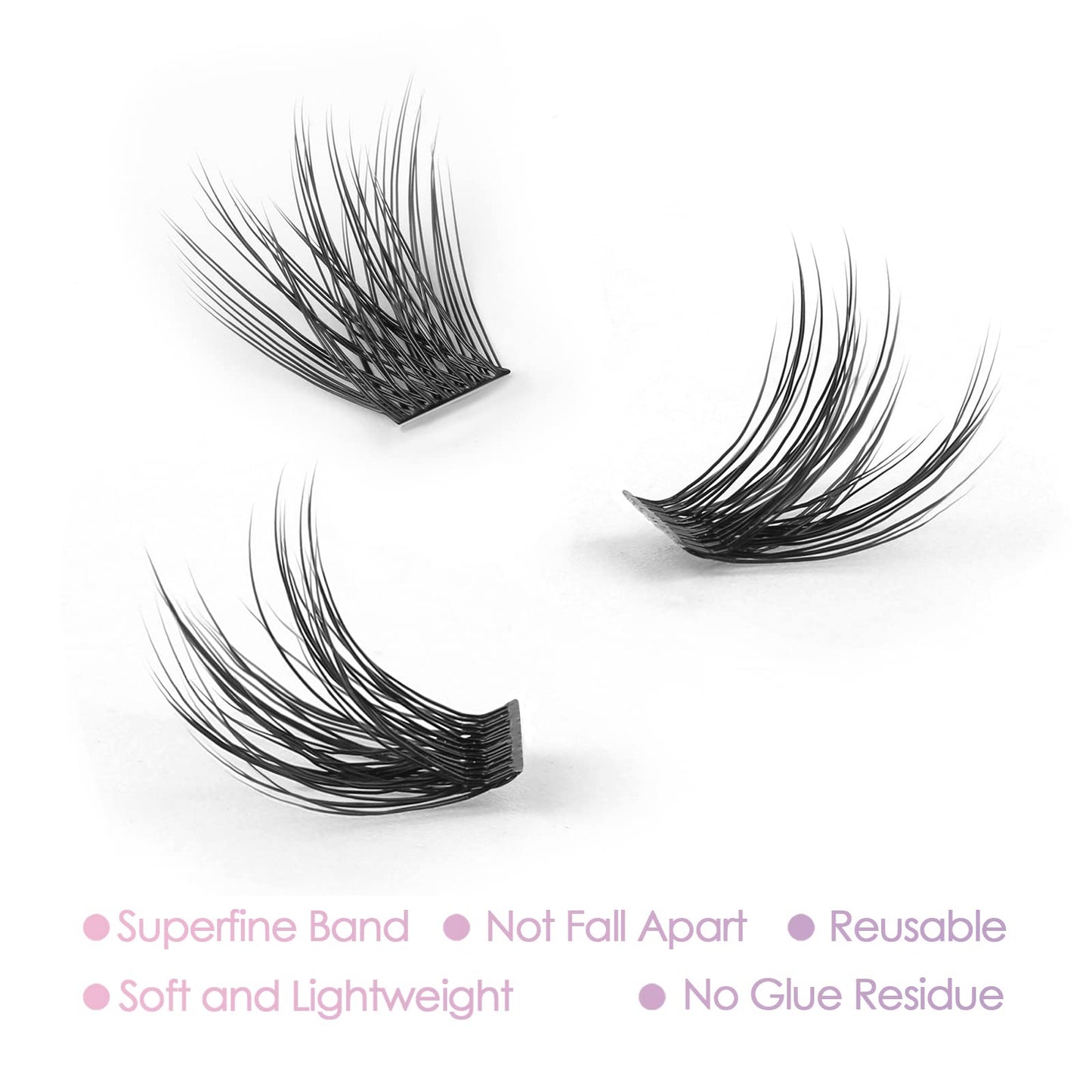 Lash Clusters, DIY Eyelash Extension, Reusable Individual Lash Clusters, 3D Effect Wispy C Curl False Eyelashes for Home Eyelash Extensions Beauty & Personal Care WONSIS