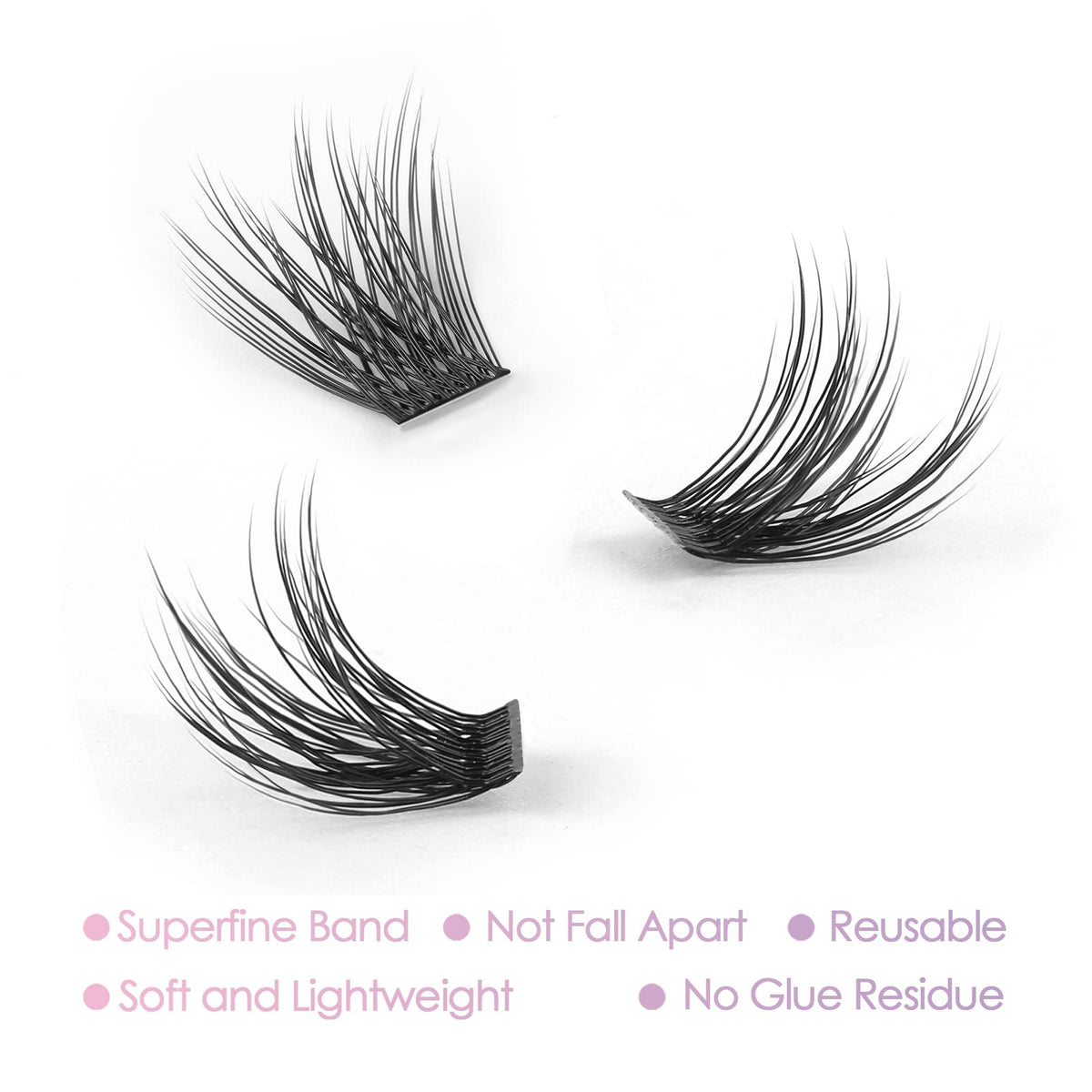 Lash Clusters, DIY Eyelash Extension, Reusable Individual Lash Clusters, 3D Effect Wispy C Curl False Eyelashes for Home Eyelash Extensions Beauty & Personal Care WONSIS