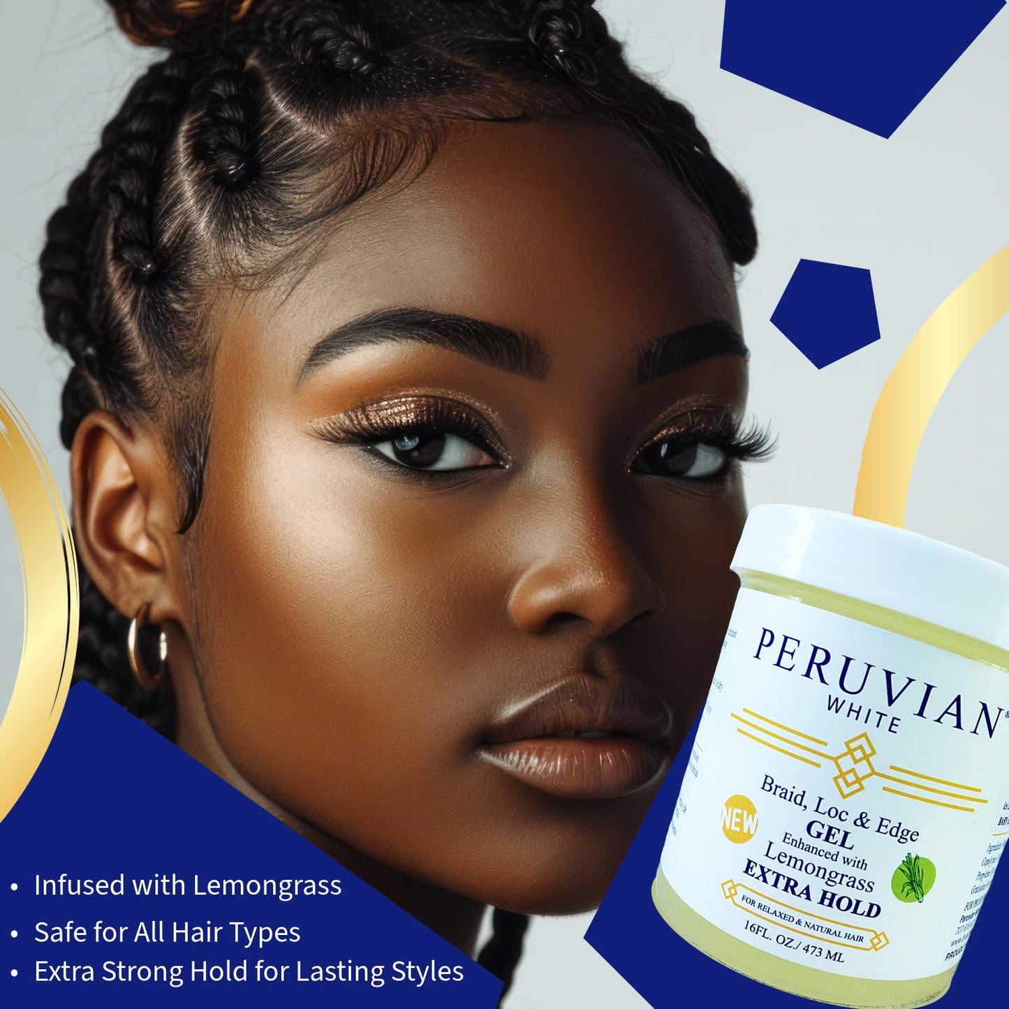 Peruvian white Braid, Loc, and Edge Gel EXTRA HOLD for Relaxed & Natural Hair, 16 oz. (Apple Cider Vinegar) Beauty & Personal Care Peruvian white