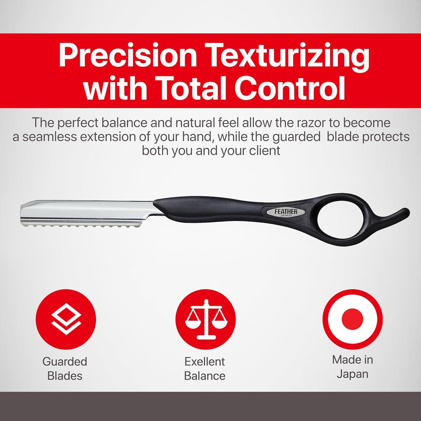 Feather - 7.25-inch Black Styling Razor Handle - The Professional tool for Hair Cutting, Thinning, Layering, Texturizing and Feathering - The # 1 Beauty and Personal Care Feather