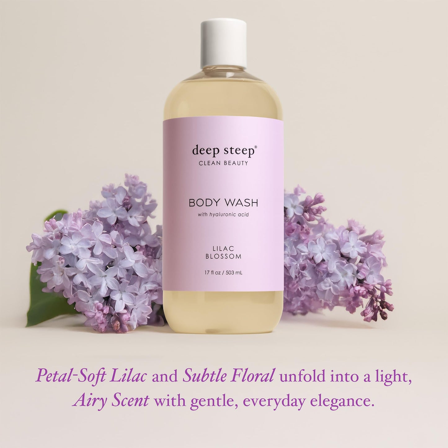 Deep Steep Body Wash, Lilac Blossom, 17 oz - Hydrating Shower Gel with Hyaluronic Acid, Shea Butter, Aloe Vera & Argan Oil - Vegan, Clean Beauty Beauty & Personal Care Deep Steep
