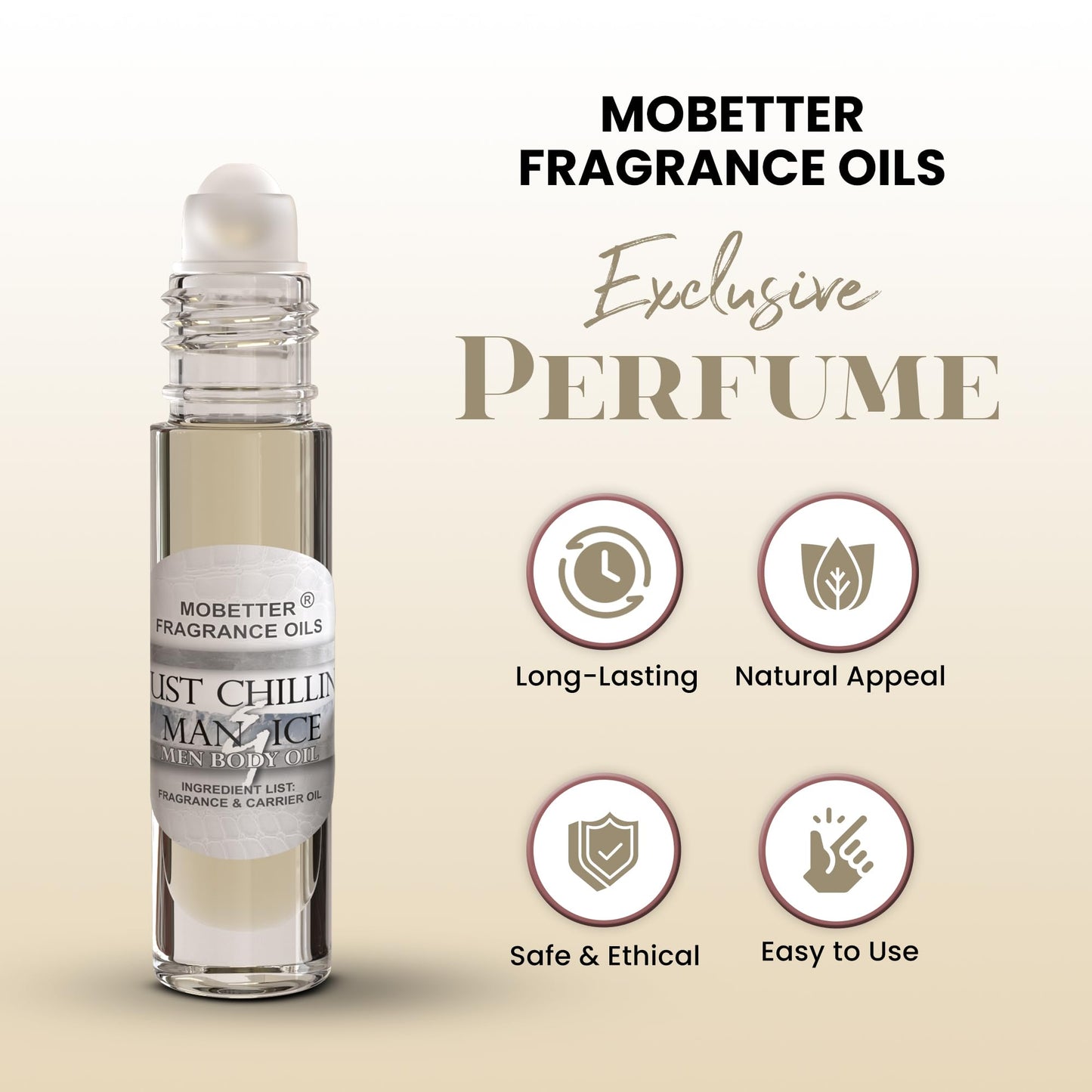 MOBETTER FRAGRANCE OILS Just Chillin Man & Ice Men Cologne Body Oil 1/3 oz roll on Glass Bottle Beauty & Personal Care MOBETTER FRAGRANCE OILS