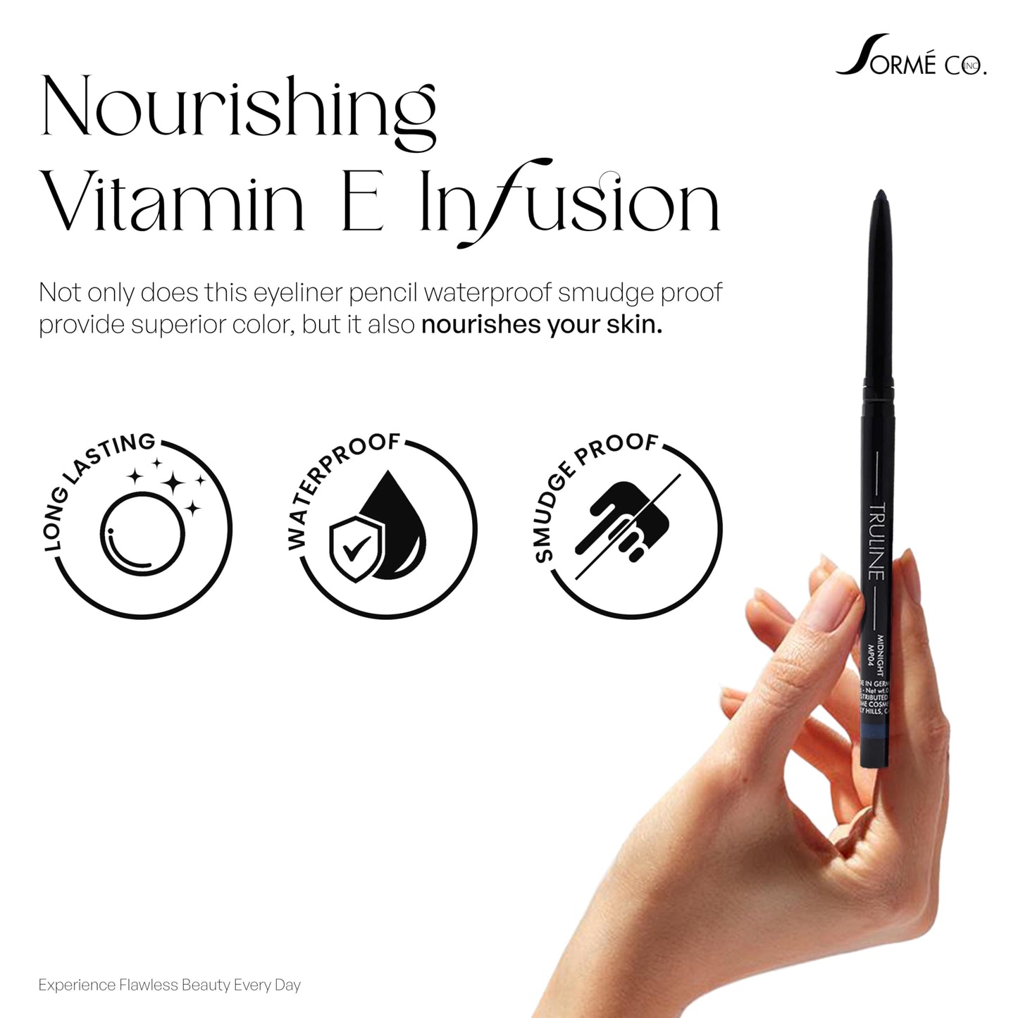 SORMÉ Truline Professional Mechanical Smudge Proof Eyeliner Pencil - Vitamin E Waterproof Gel Formula with Finest Color Pigment & Ultra Creamy Beauty & Personal Care SORMÉ