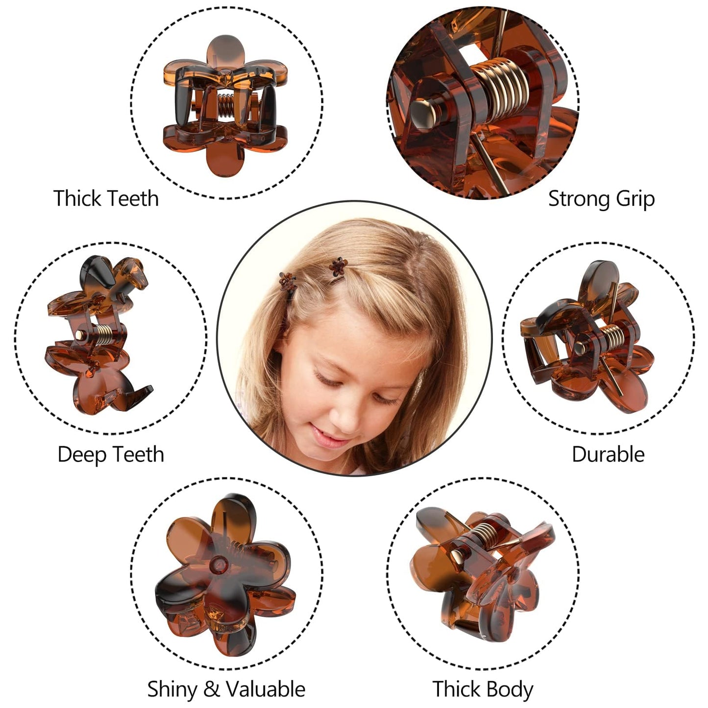 ADRIONE Mini Flower Hair Clips Pack for Women - 100 Creaseless Styling Claw Clips for Bangs and Tiny Hair Styling Beauty & Personal Care ADRIONE