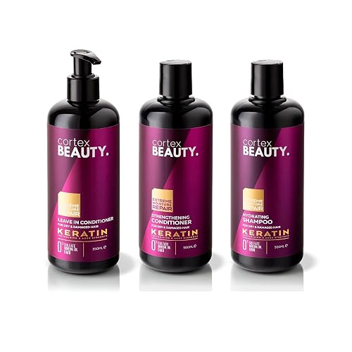 Cortex Beauty | Keratin Hydrating Shampoo, Strengthening Conditioner, and Leave in Conditioner Set Beauty & Personal Care Cortex International