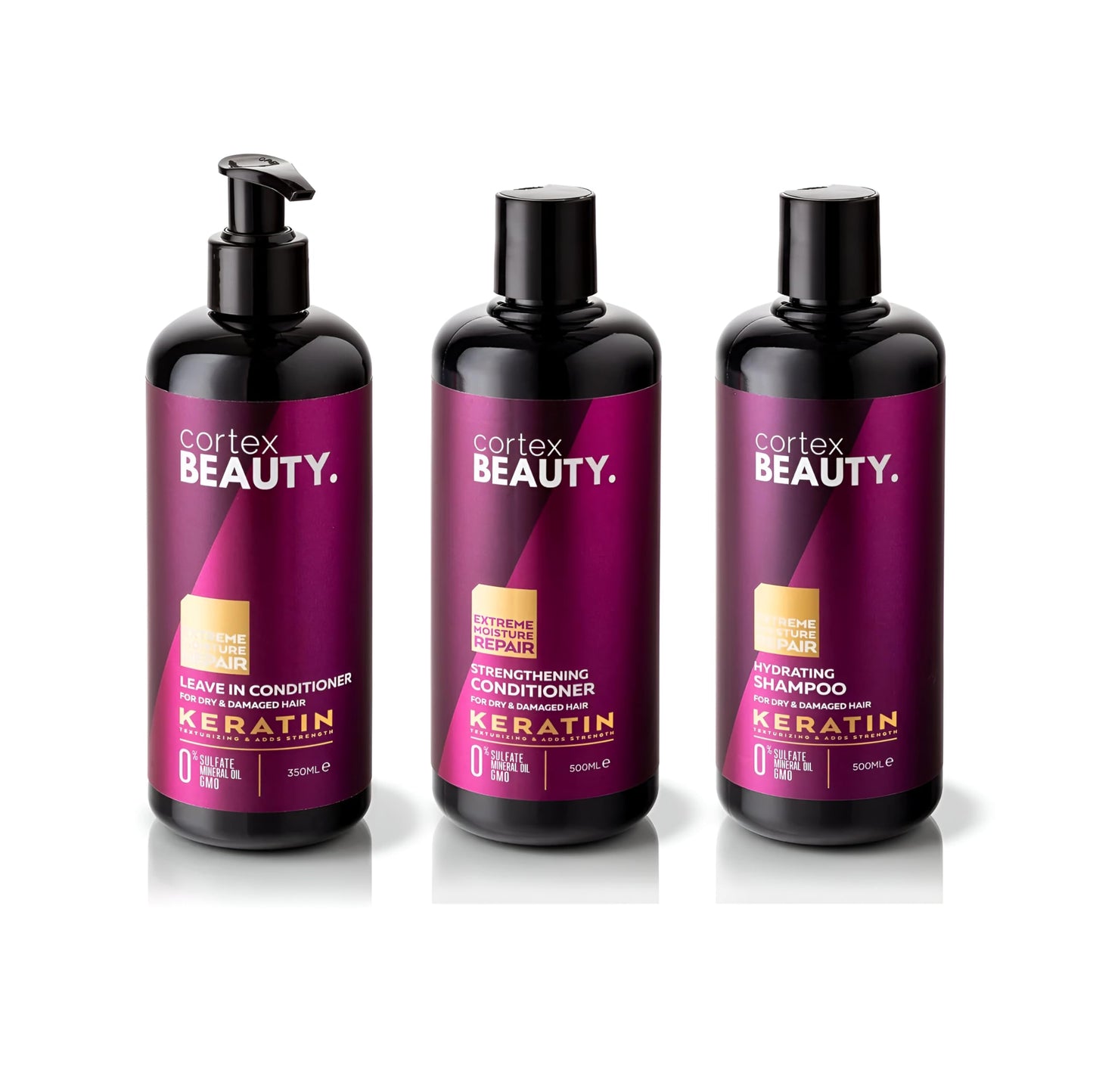 Cortex Beauty | Keratin Hydrating Shampoo, Strengthening Conditioner, and Leave in Conditioner Set Beauty & Personal Care Cortex International