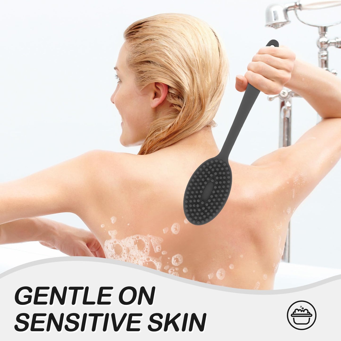 MateeyLife Silicone Body Scrubber Exfoliator with Handle, Gentle Back Scrubber for Shower, Bath Scrubber for Body Beauty and Personal Care MateeyLife