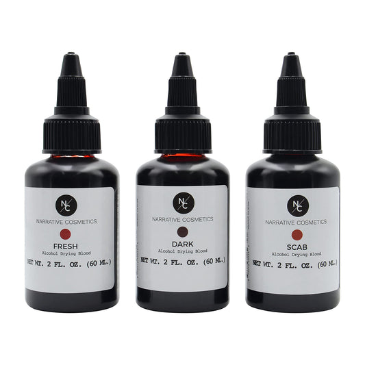 Narrative Cosmetics Alcohol Drying Blood Kit -2 fl oz | Dries to Touch, Keeps Wet Glossy Look | Won't Transfer or Smudge | SFX Wounds, Scabs, Gore | Beauty & Personal Care Narrative Cosmetics