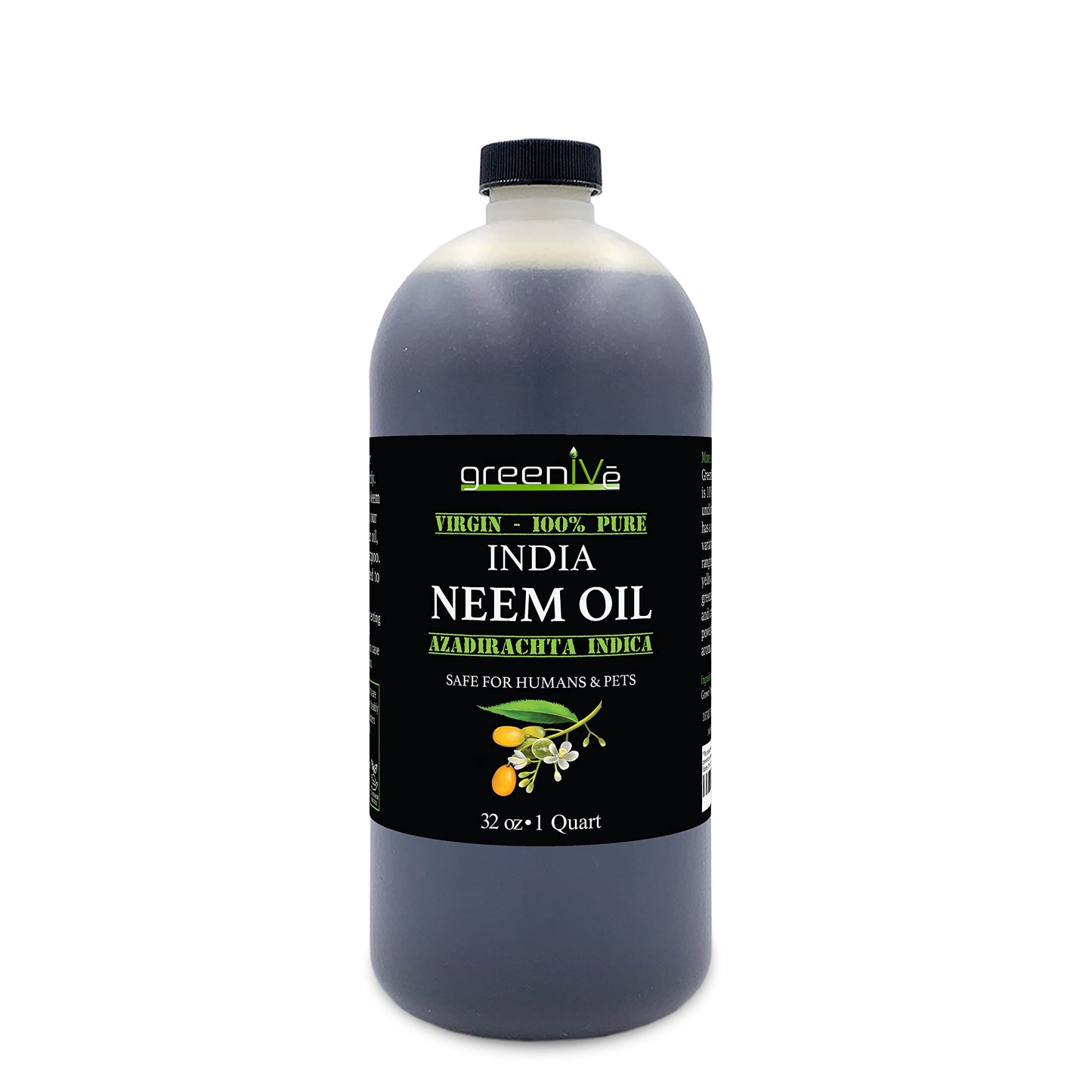 GreenIVe 100% Organically Grown Neem Oil, Cold-Pressed Virgin, Pure & Natural, 32 oz - Ideal for Gardening, Skin Care, Hair Care & Pet Care Beauty & Personal Care GreenIVe