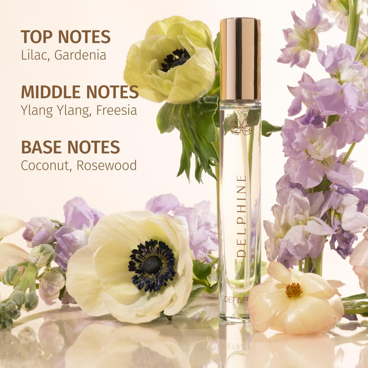 DefineMe Delphine Perfume, Travel Size, 0.3 fl oz, Floral and Woody Fragrance with Lilac, Gardenia, Ylang Ylang & Coconut Notes, Perfumes for Women Beauty & Personal Care DefineMe