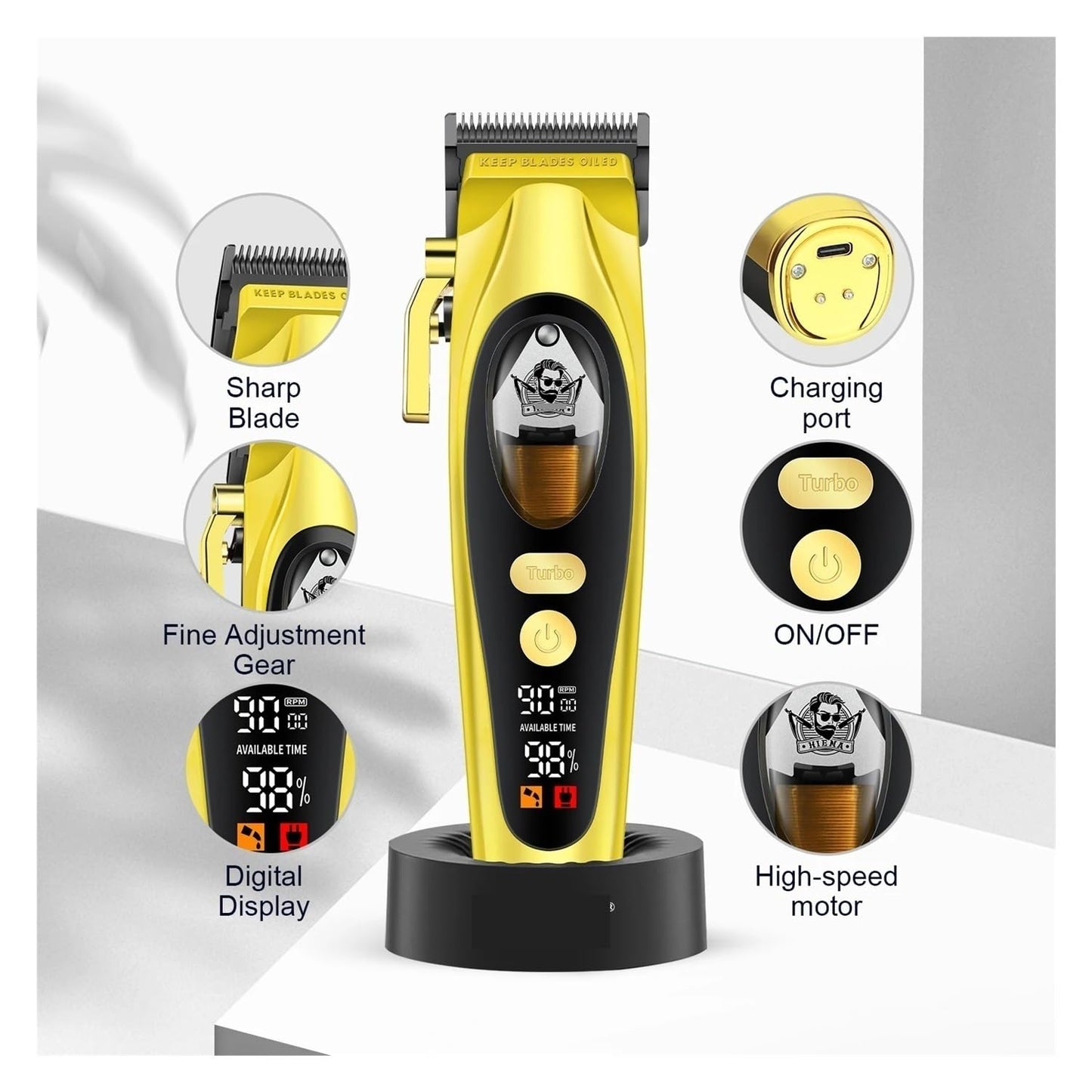 EWKYLSEM Hair Cutting Machine Hair Clipper Professional Magnetic Levitation Motor Clipper Charging Base Men's Beauty and Personal Care EWKYLSEM