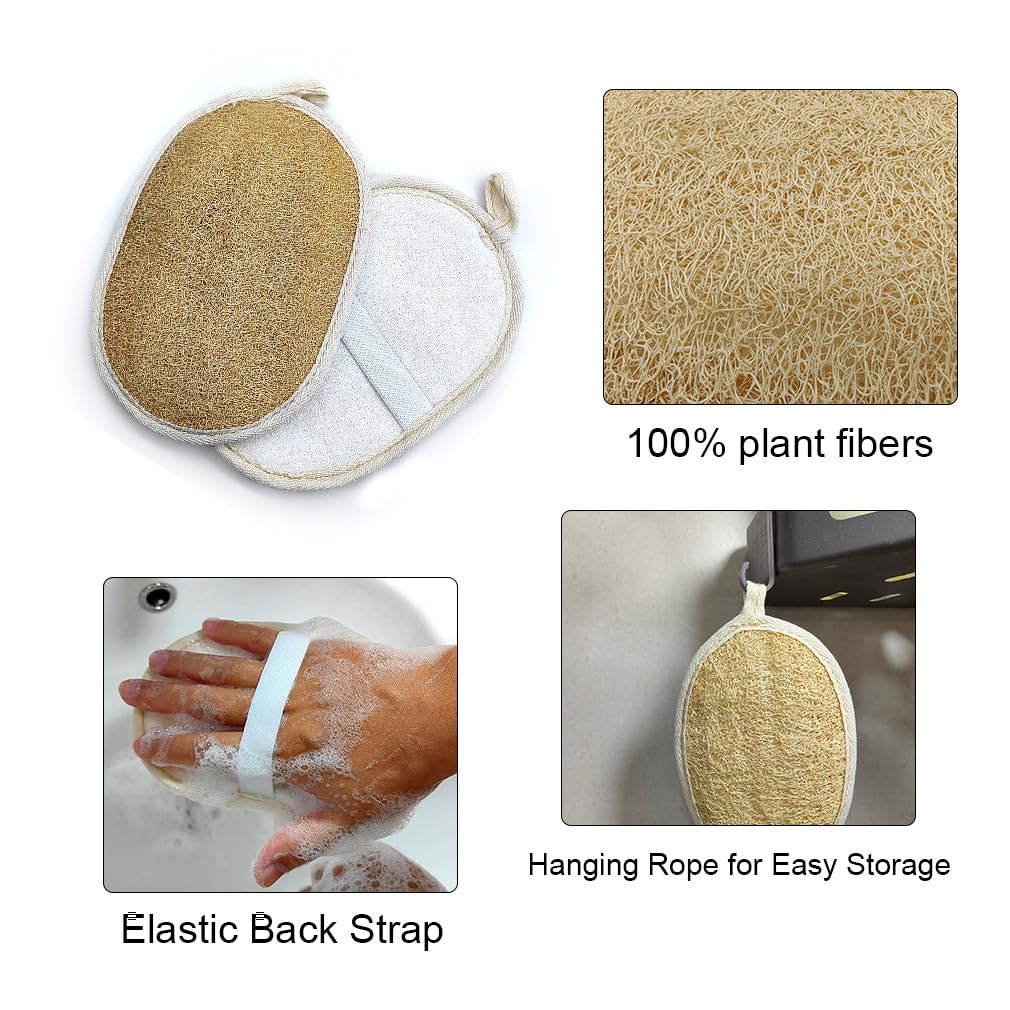 Zooshine 3Pcs 5.8" 100% Natural Loofah Sponge Body Scrubber,Dish Cleanner Beauty and Personal Care Zooshine
