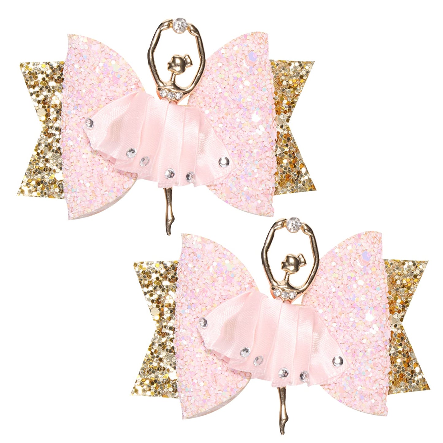 Glitter Ballet Hair Bows with Rhinestones - 2Pcs Dance Hair Clips and Accessories for Girls Beauty & Personal Care EOMTUR