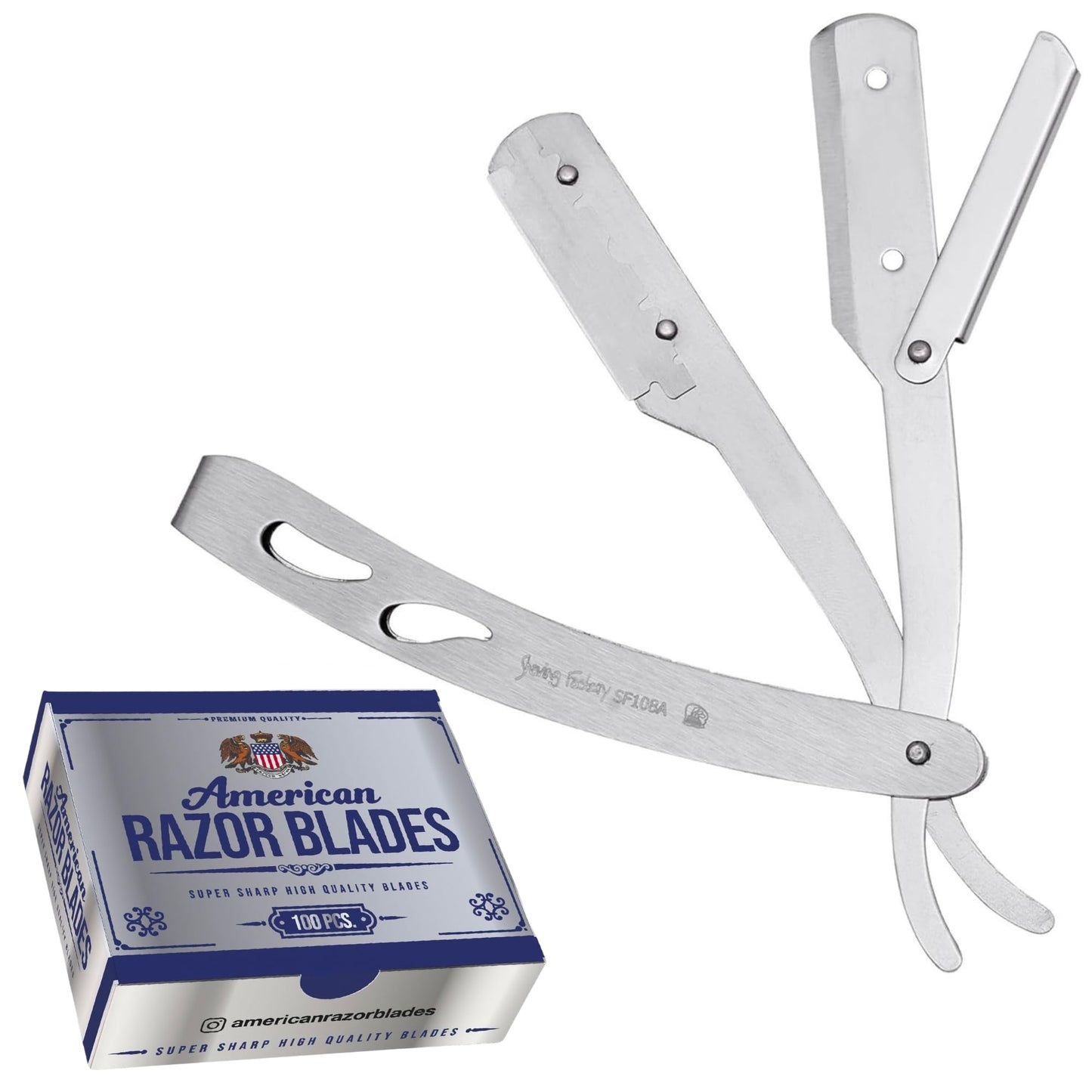 The Shave Factory Straight Edge Razor Kit - with Single Stainless Steel razors (Matte + American Razor) Beauty and Personal Care the shave factory