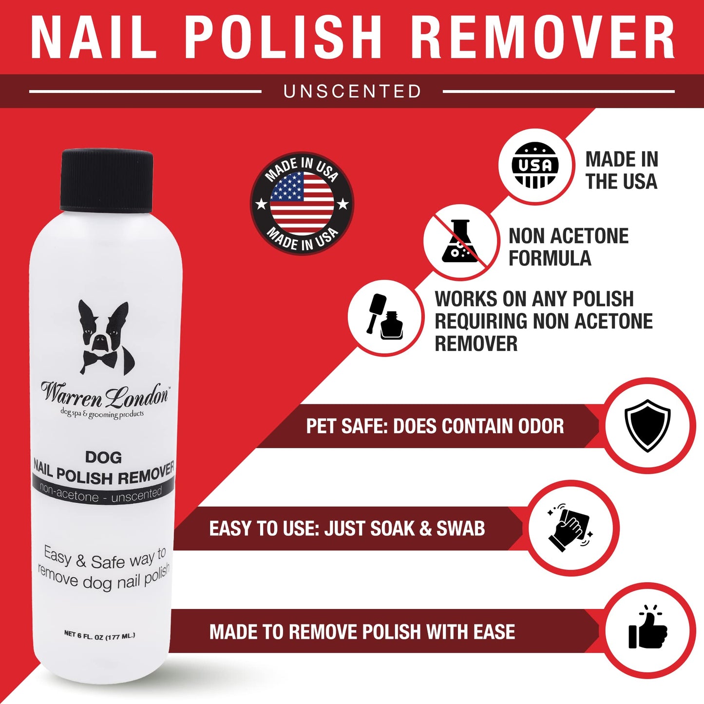 Warren London - Dog Nail Polish Remover | Non Acetone Formula | Use with Pawdicure Polish Pens & Other Pet Nail Polish | Made in USA Beauty & Personal Care Warren London