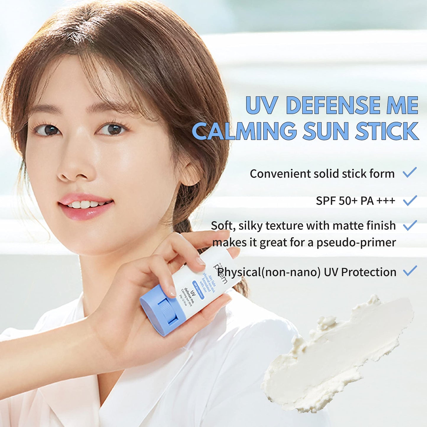 MAKEPREM UVA UVB Defense Me Calming Sun Stick Sunblock SPF 50+ PA++++ 0.7 Oz VEGAN Sensitive Oily Acne-Prone Skin Reef-Safe Mineral Sunscreen Non-Nano Beauty & Personal Care MAKEP:REM
