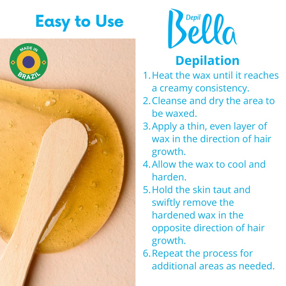 DEPIL BELLA Hard Wax Beads Honey 2.2 lbs for Hair Removal - Professional Hair Removal Wax Beads - All Skin and Hair Types - Natural Ingredients Beauty and Personal Care DEPIL BELLA