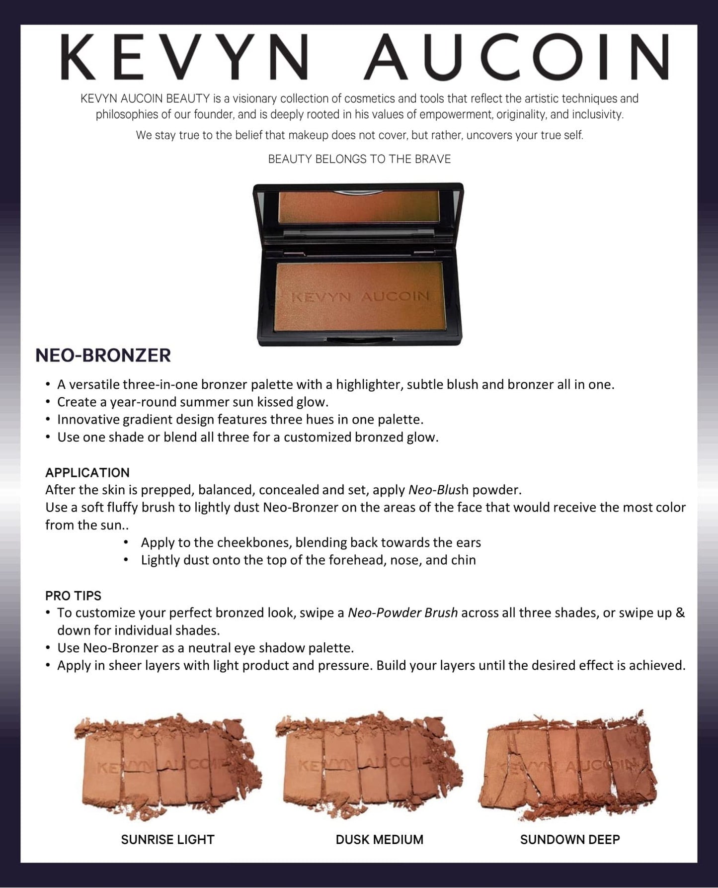 Kevyn Aucoin The Neo-Bronzer, Sunrise Light: 3 in 1 makeup palette. Highlighter, blush & bronzer in one smooth gradient makeup compact. Shimmer Beauty & Personal Care Kevyn Aucoin