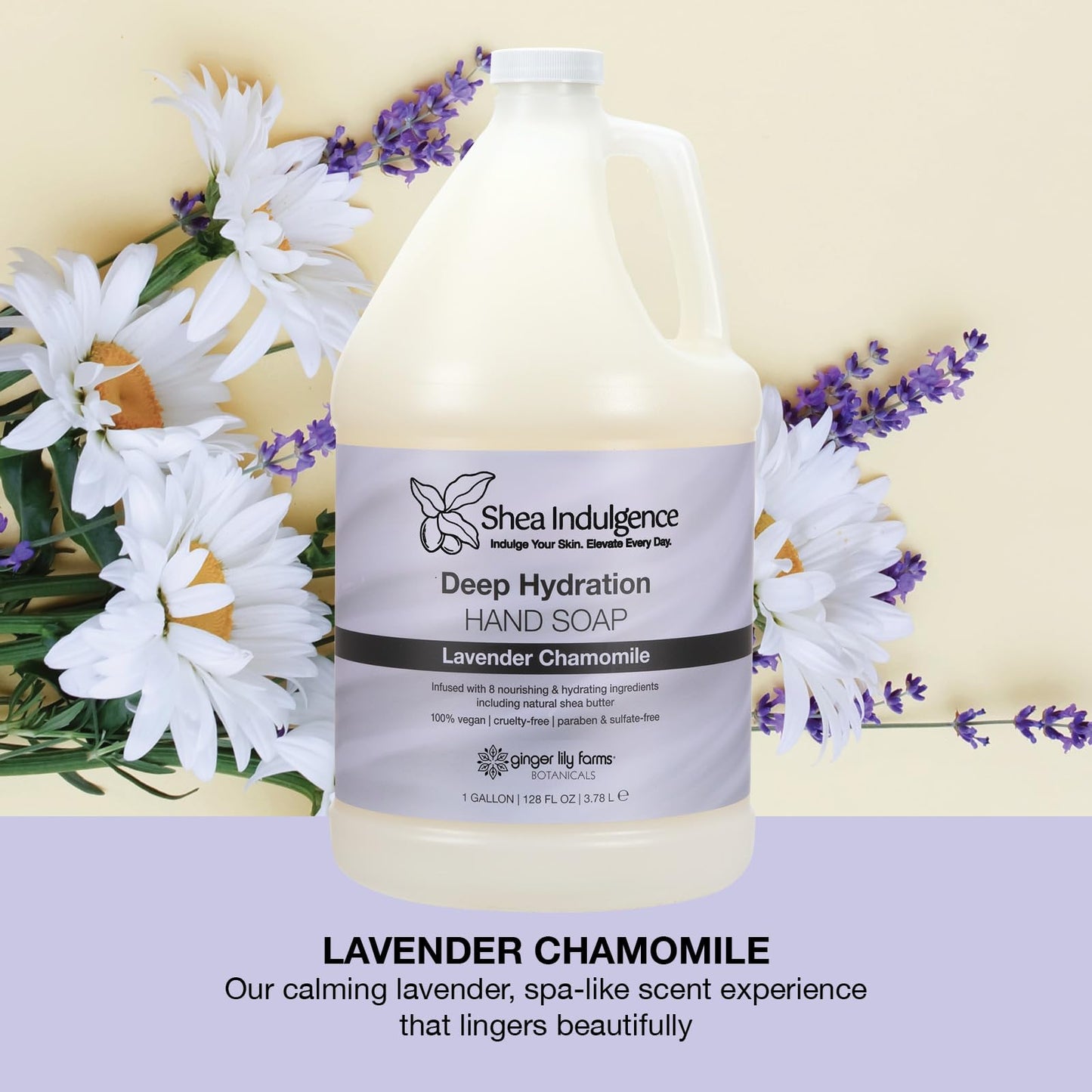 Ginger Lily Farms Botanicals Shea Indulgence Deep Hydration Liquid Hand Soap Refill, 100% Vegan & Cruelty-Free, Lavender Chamomile Scent, 1 Gallon Beauty & Personal Care Ginger Lily Farms