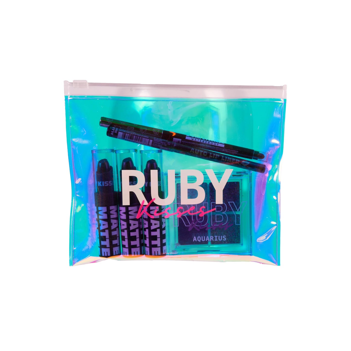 Ruby Kisses Limited Edition Bold Makeup Kit - 3 Mattest Matte Lipsticks, Glitter Gem Palette, Waterproof Eyeliner, Auto Lip Liner & Holographic Pouch Beauty & Personal Care Ruby Kisses