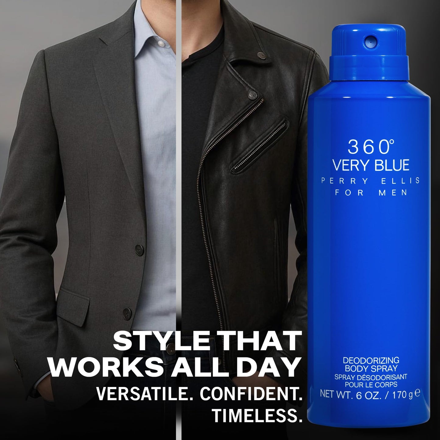 Perry Ellis 360° Very Blue Body Spray for Men - Body Spray Cologne, EDT, All Over Men's & Boys Mist with Notes of Citrus, Bergamot & Amber Fragrance Beauty & Personal Care Perry Ellis