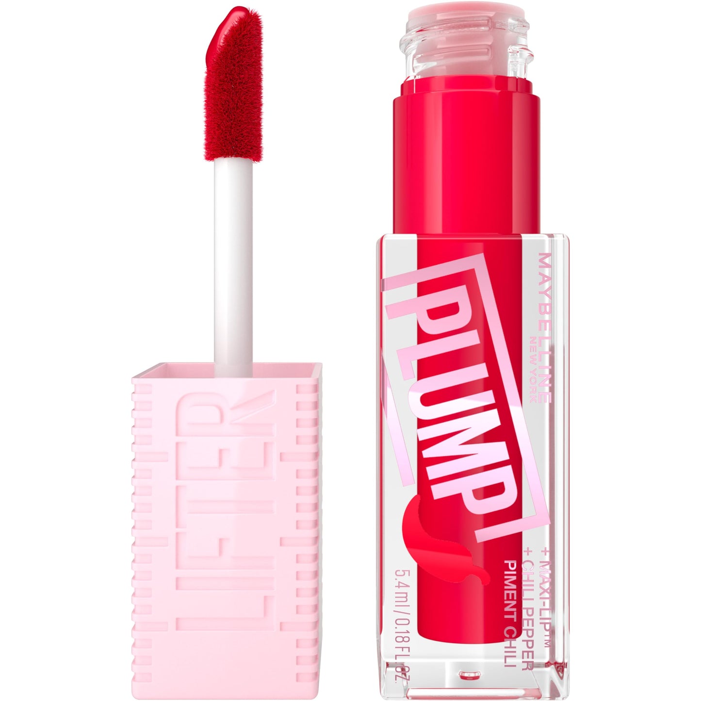 MAYBELLINE Lifter Gloss Lifter Plump, Plumping Lip Gloss with Chili Pepper and 5% Maxi-Lip, Red Flag, Sheer Red, 1 Count Beauty & Personal Care MAYBELLINE
