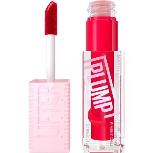 MAYBELLINE Lifter Gloss Lifter Plump, Plumping Lip Gloss with Chili Pepper and 5% Maxi-Lip, Red Flag, Sheer Red, 1 Count Beauty & Personal Care MAYBELLINE