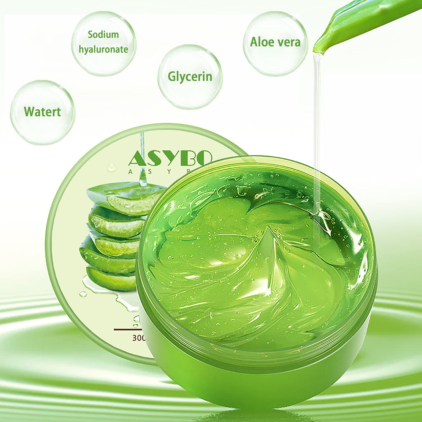 ASYBO 300 ML Natural Aloe Vera Gel -Organic Moisturizing Cream, Soothing and Hydrating, Sunburn and Scar Repair, Care for Face Body Hair Beauty & Personal Care ASYBO