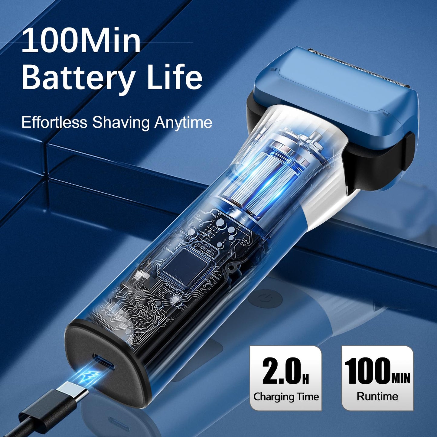 Electric Razor for Men, 2-Speed 5-Blade Electric Shavers for Men Face Cordless Rechargeable, Mens Foil Shaver Shaving Machine Wet Dry Men's Travel Beauty and Personal Care QULEM