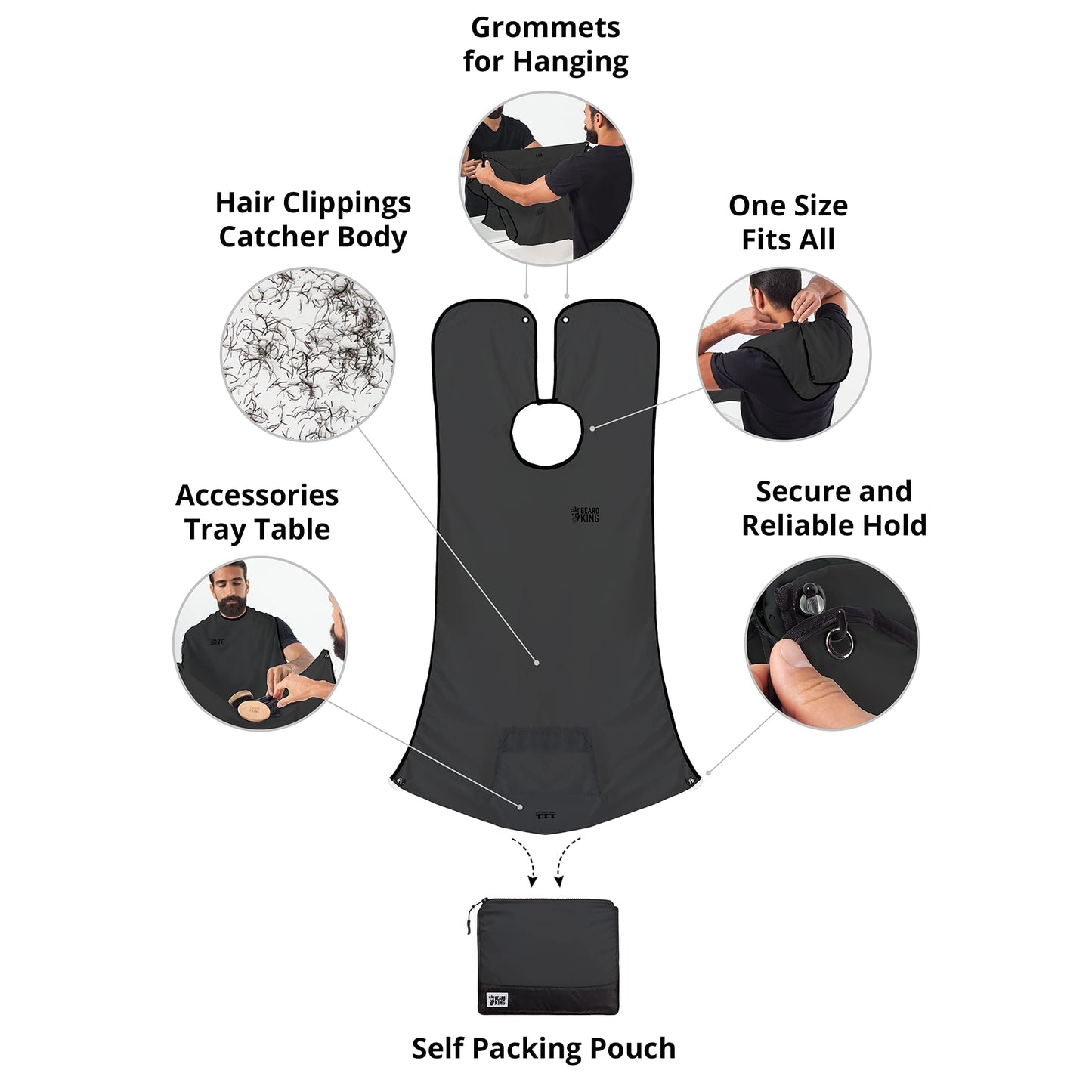 Beard King Beard Bib Apron - As Seen on Shark Tank - Gifts for Him, Stocking Stuffers for Men, Mens Gift, Black Beauty and Personal Care BEARD KING