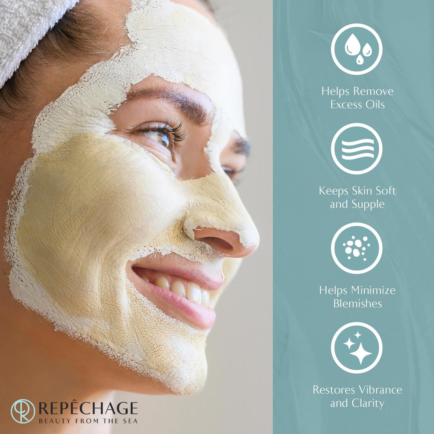 Repechage Sea Mud Mask for Women and Men, 4 fl. oz., Deep Exfoliating Pore Cleanser for Dry, Oily, Blemish Prone Face and Skin, Enhance Brighten Beauty & Personal Care Repechage