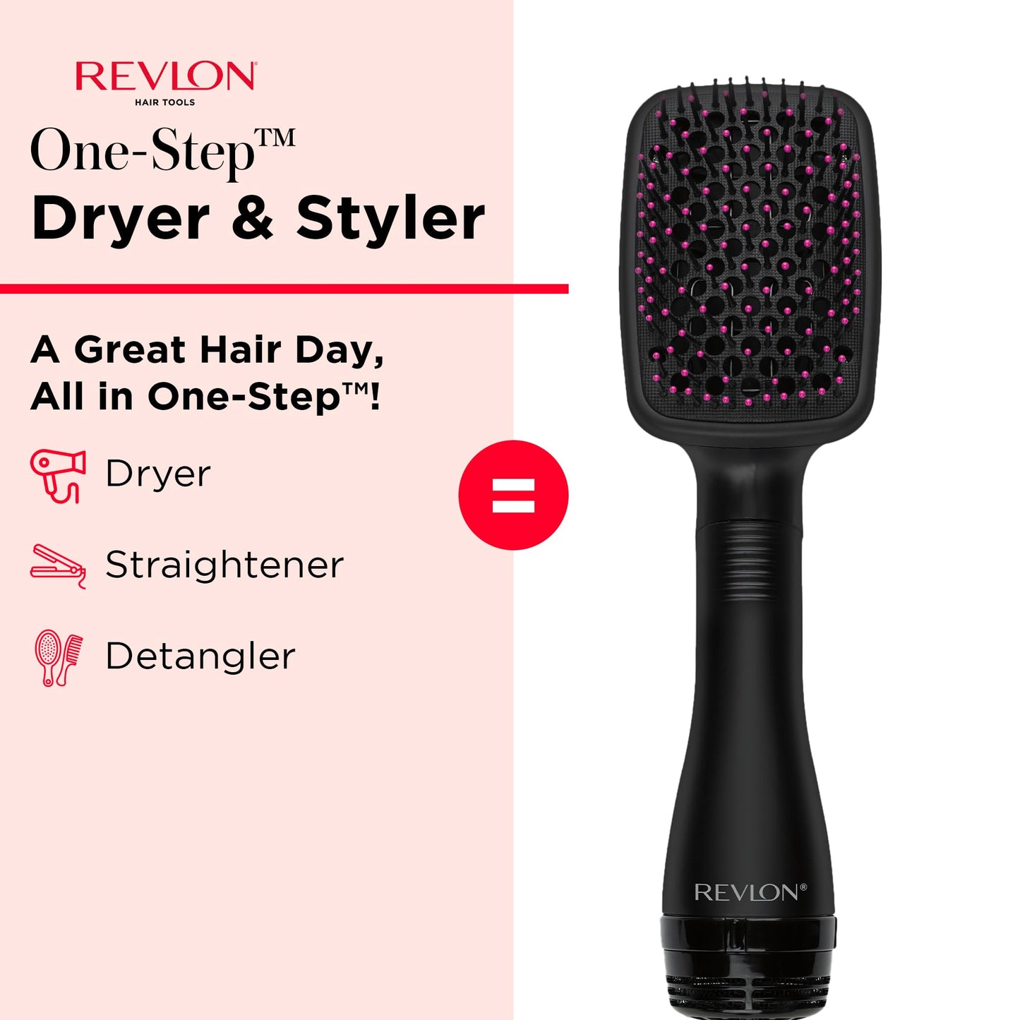 REVLON One-Step Hair Dryer and Styler, All-in-One Detangling and Straightener Brush for Salon-Quality Smooth, Straight Hair, More Shine and Less Beauty & Personal Care REVLON