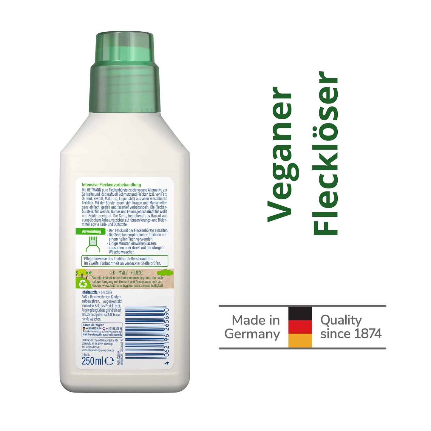 HEITMANN pure Vegan Stain Brush 250ml (8.45 oz) - Stain Remover with Vegetable Soap | Made in Germany Beauty & Personal Care HEITMANN pure