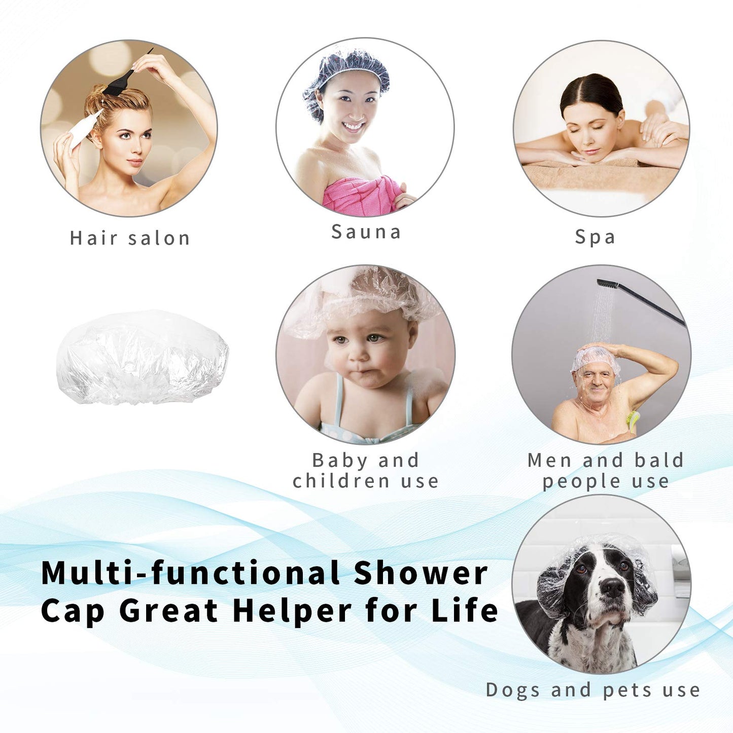 50PCS Disposable Shower Caps, Plastic Clear Thickening Bath Hair Cap and Thick Waterproof Bath Caps for Hair Treatment, Spa, Hotel and Hair Solon Beauty & Personal Care AIDIQIU