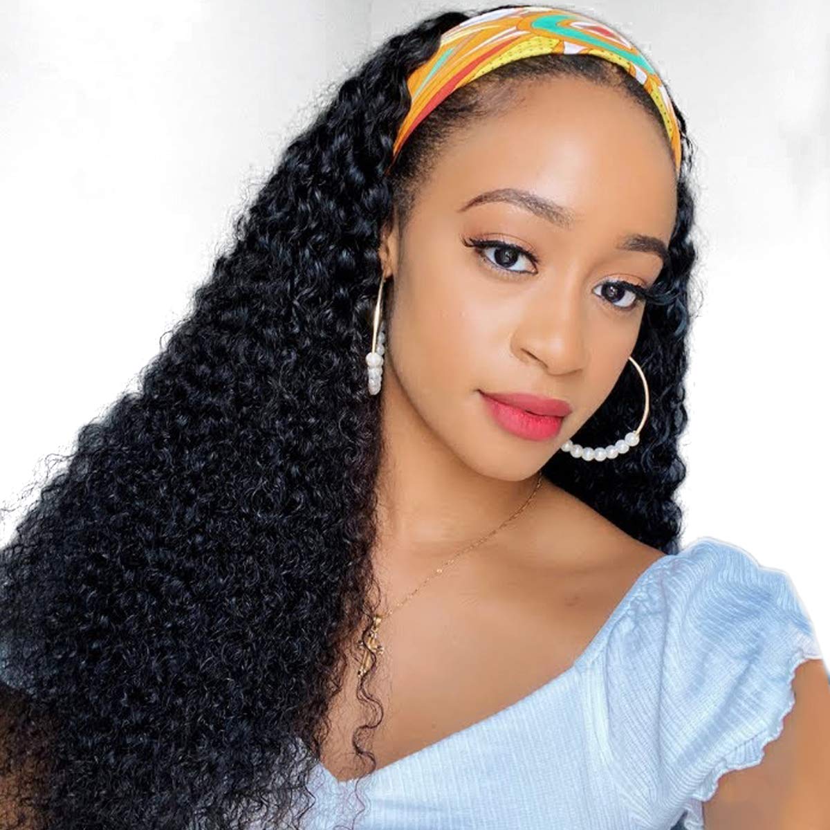 XSY Headband Wig Human Hair Deep Wave 22 Inch Curly Half Wig 150% Density Beauty and Personal Care XSY Default Title