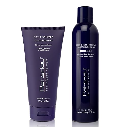 Pai-Shau - Style Soufflé & Sublime Frizz Control Duo, Styling Cream & Flexible Medium Hold Hairspray, Shine & Soft Volume, Lightweight Styling System Beauty & Personal Care Pai-Shau
