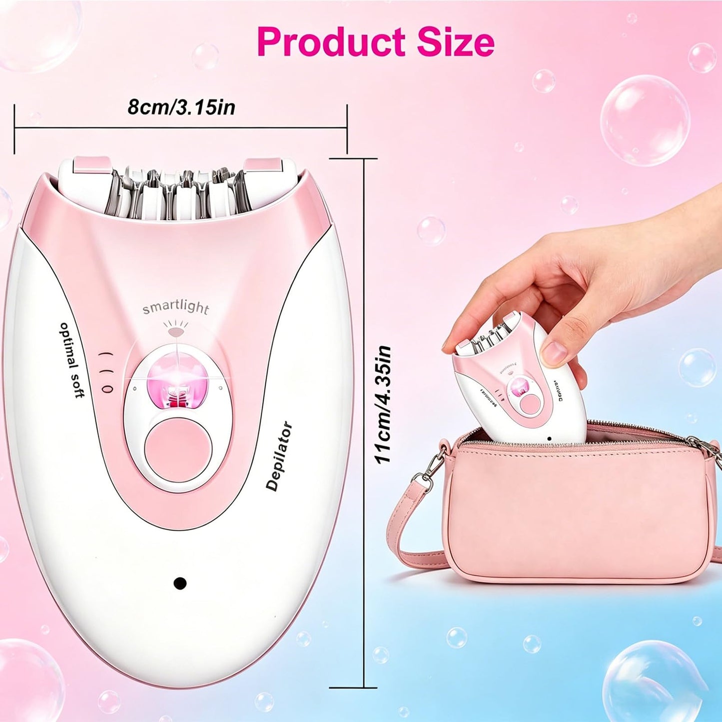 Epilator,Smooth Glide Epilator for Women,Rechargeable 2 Speed Facial Hair Removal Device with LED Light & 36 Tweezers,Portable Electric Trimmer Device Beauty and Personal Care Joyun