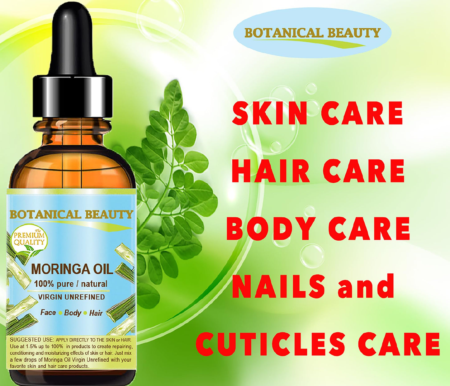 Botanical Beauty MORINGA OIL Moringa oleifera WILD GROWTH Himalayan 100% Pure Natural Undiluted Virgin Unrefined for Face, Skin, Hair, Lip, Nails (2 Beauty & Personal Care Botanical Beauty