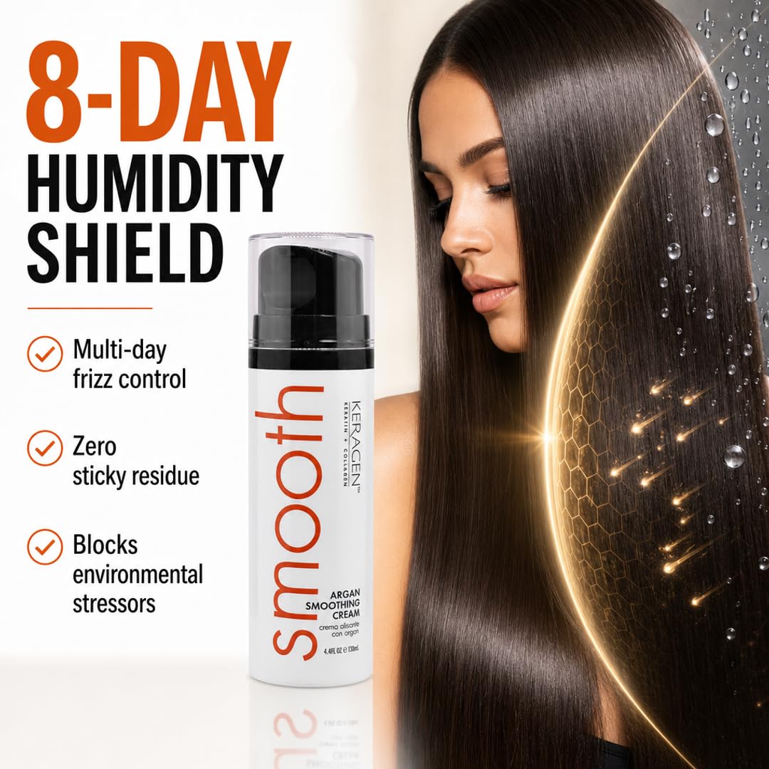 KERAGEN Smoothing Styling Cream - Keratin Treatment Extender for Color-Treated & Frizzy Hair | Sulfate-Free, Cruelty-Free | Heat Protectant | Up Beauty & Personal Care KERAGEN
