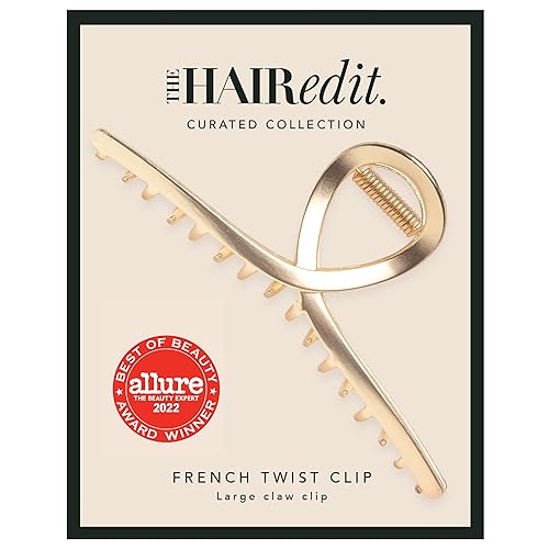 The Hair Edit French Twist Claw Clip - Chic Hair Clip for Women, Elegant Gold Metal Hair Clip, Ideal Gift For Women, Chic Up Dos and Half Up Styles Beauty & Personal Care The Hair Edit