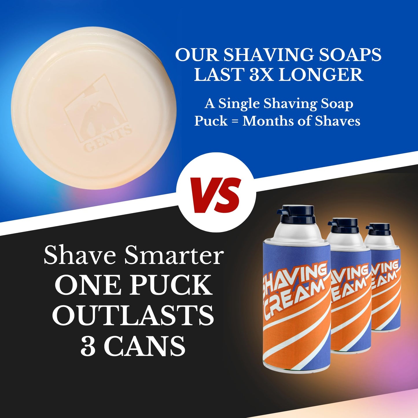 GENTS Men’s Shaving Soap Pack 97% All Natural Enriched With Shea Butter & Glycerin, Creates Rich Lather Form, 3 Oz Each Nourishes Skin Smooth Clean Beauty and Personal Care G.B.S