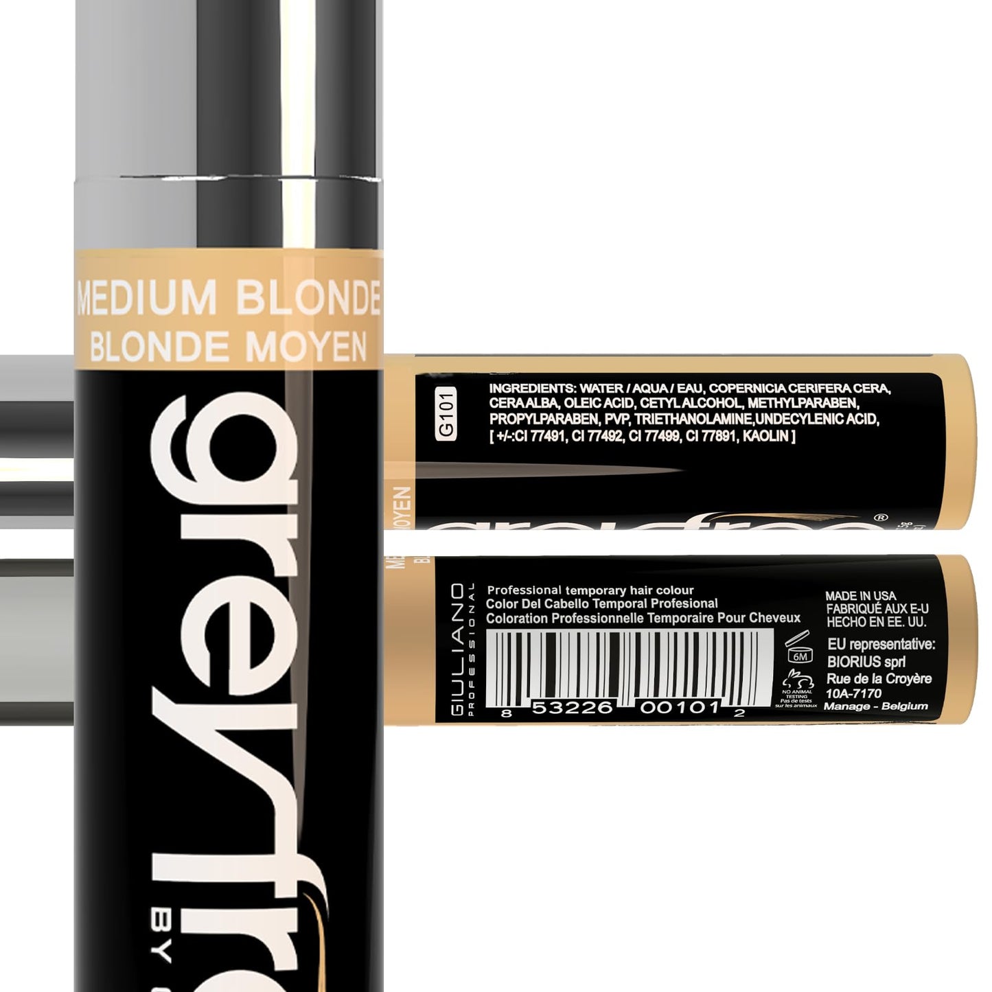 Greyfree Hair Mascara Root Touch-Up for Gray Hair | Precision Hairline Concealer for Brows & Beard Medium-Blonde (warm tone) Beauty & Personal Care Greyfree