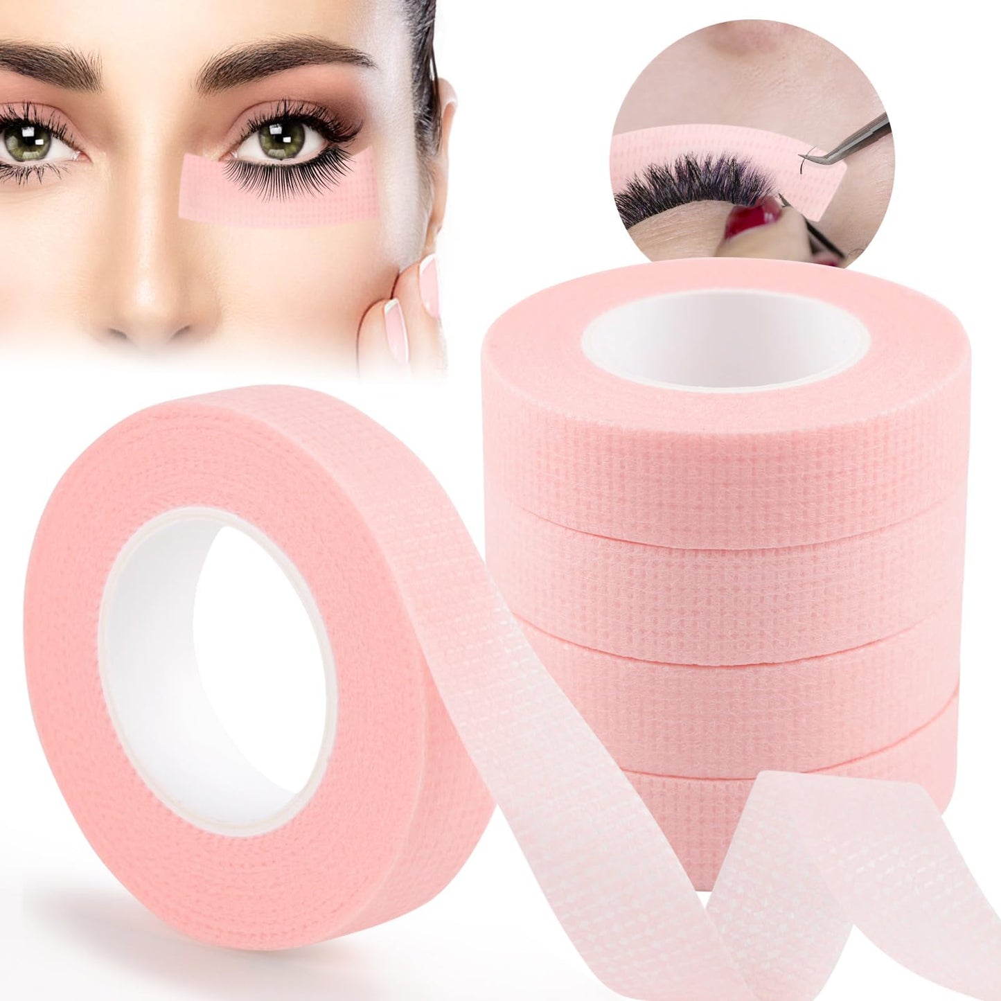 EBANKU 5 Rolls Eyelash Extensions Tape, Eye Tape for Lash Extension Breathable Micropore Fabric Tape for Eyelash Extension Supplies (9m/10 Yards) Beauty & Personal Care EBANKU