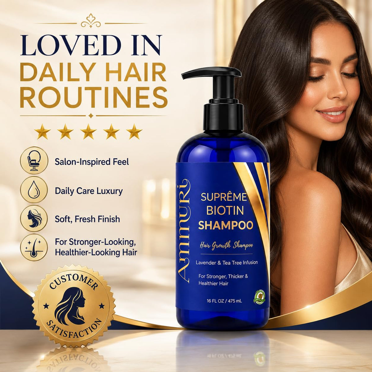 Ammuri Biotin Shampoo For Hair Loss - Natural Hair Loss Shampoo Enriched With Biotin & DHT Blocker Shampoo - Anti Dandruff Male & Female Hair Loss