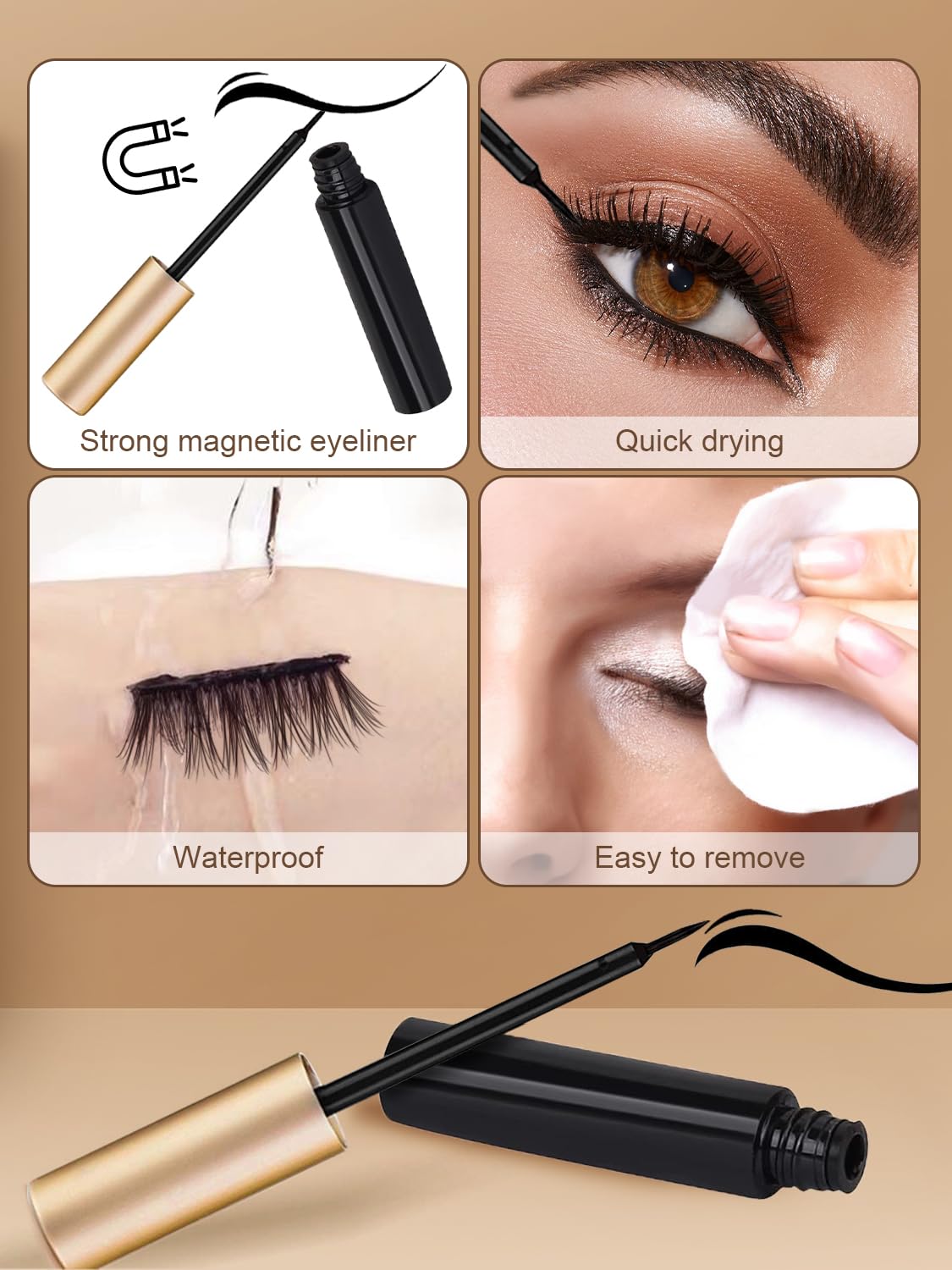 Sikkis Magnetic Eyelashes with Eyeliner - Magnetic Eyeliner and Lashes Kit, 5D Faux Mink Lashes,Eyelashes Long Reusable False Lashes (3 Pairs) Beauty & Personal Care Sikkis