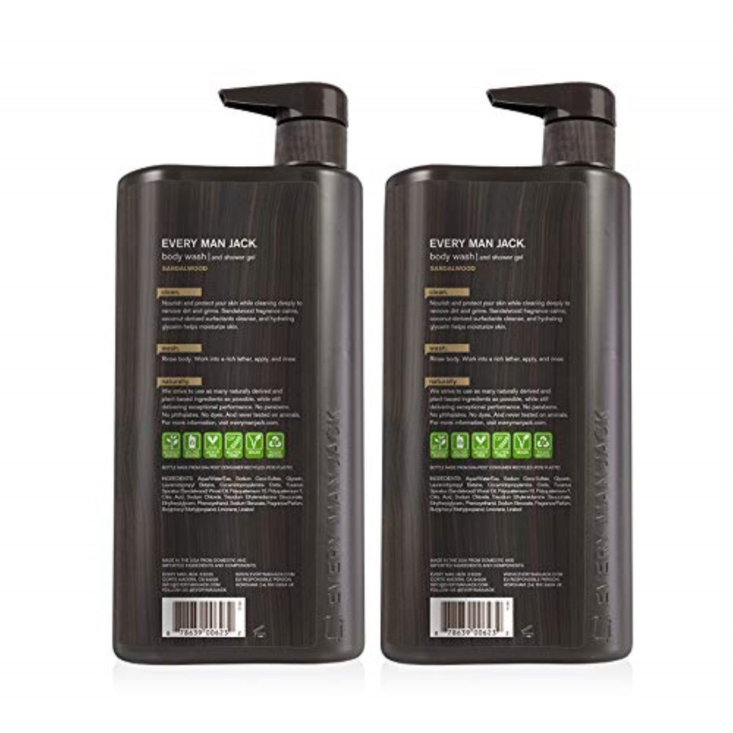 Every Man Jack Mens Sandalwood Body Wash for All Skin Types - Cleanse, Nourish, and Hydrate Your Skin with Naturally Derived Coconut and Glycerin - 2 Beauty & Personal Care Every Man Jack