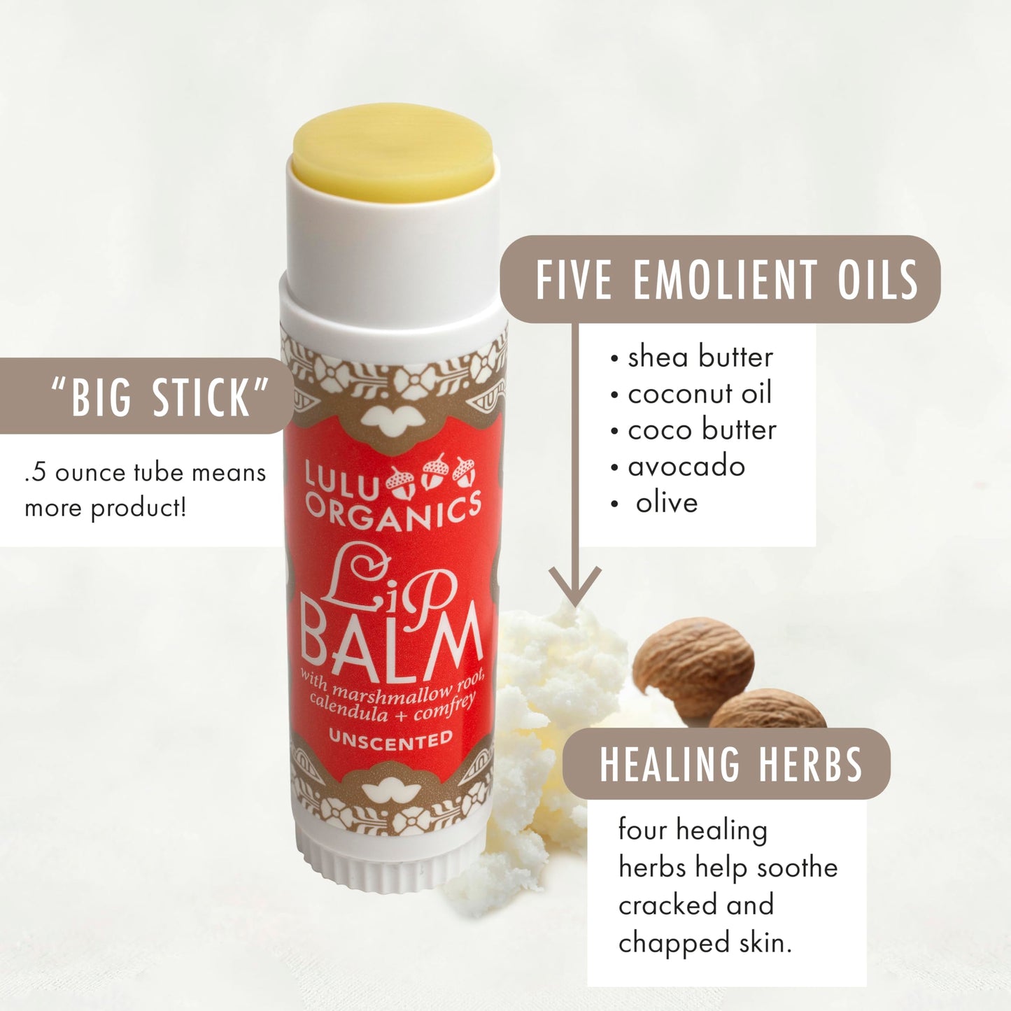 Lulu Organics Natural Lip Balm, Nourishing and Moisturizing Premium Lip Care, Handmade Hydrating Lip Balm, Lip Treatment for Dry and Cracked Lips Beauty and Personal Care Lulu Organics