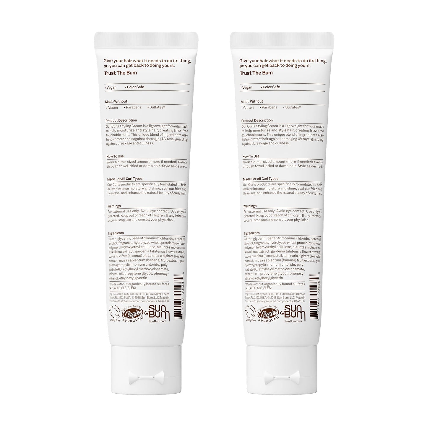Sun Bum Curls and Waves Styling Cream For Curly Hair | Curl Defining Cream | Frizz Control | Paraben Free | Sulfate Free | 5 Ounce | 2 Count Beauty & Personal Care Sun Bum