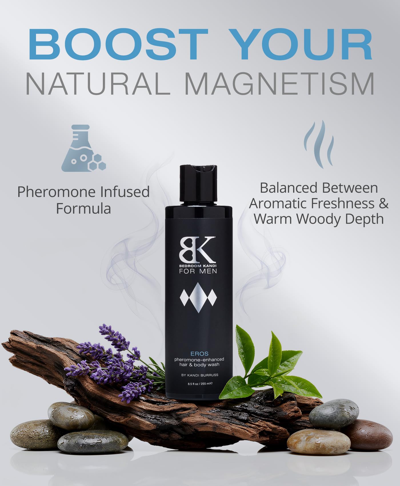 Bedroom Kandi for Men Body Wash 8.5 Fl Oz - Pheromone Infused Moisturizing & Deodorizing Formula with Aloe, Shea Butter & Essential Oils for Smooth Beauty & Personal Care Kandi