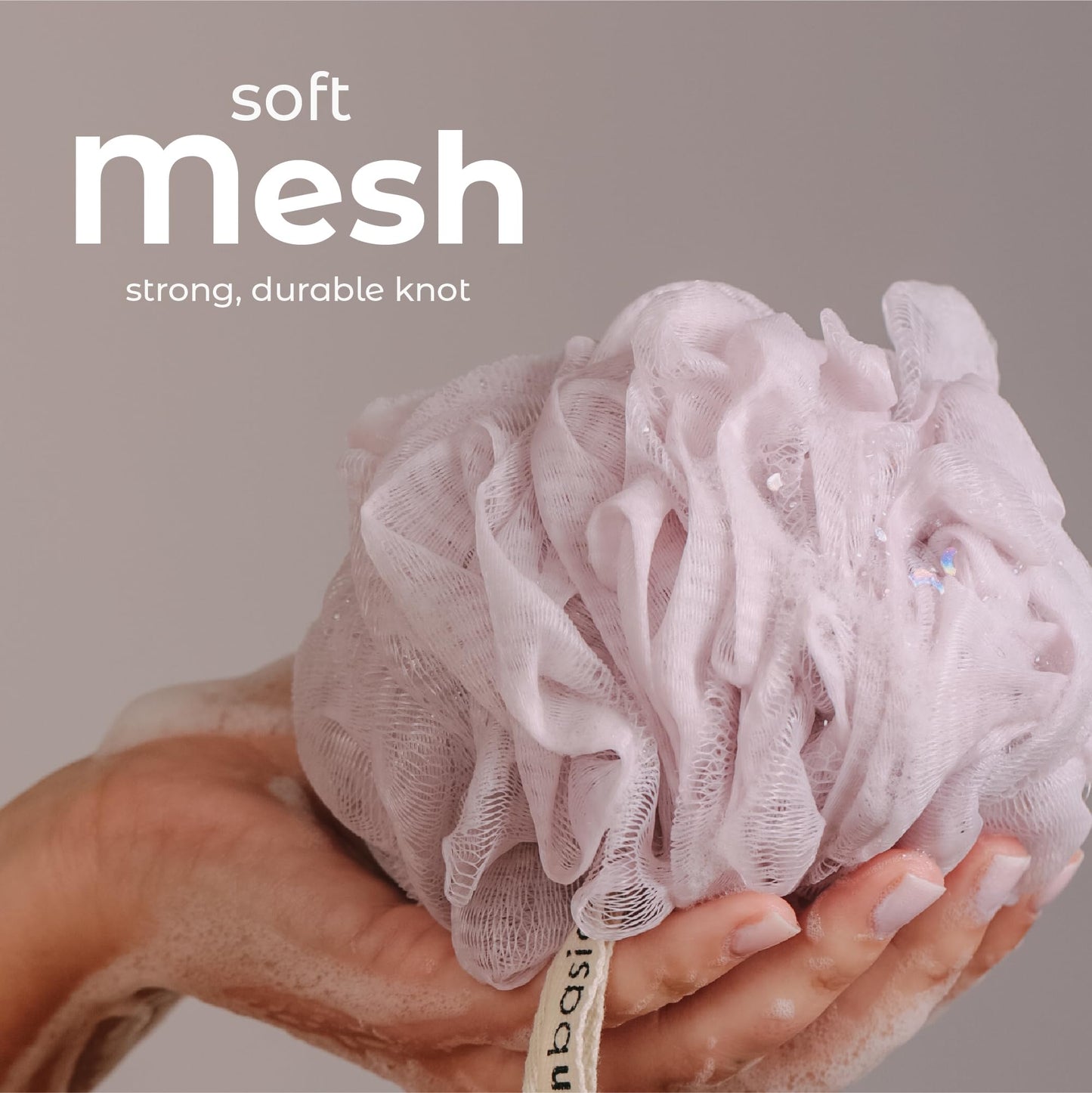 MainBasics Bath Shower Loofah Sponge Pouf Body Scrubber Exfoliator Body Wash Sponge (Set of 3, Perfectly Pink) Beauty & Personal Care MainBasics